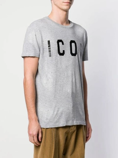 Shop Dsquared2 Icon Print T-shirt In Grey