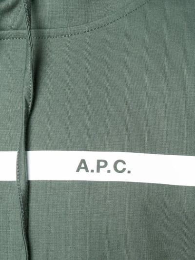 Shop A.p.c. Stripe Logo Hoodie In Green