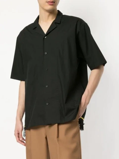 Shop Yoshiokubo Camp Collar Fringed Shirt - Black