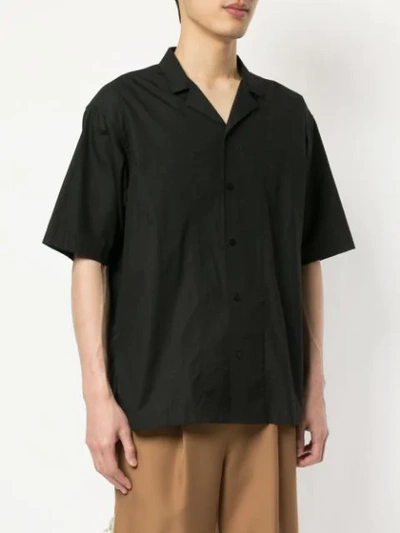 Shop Yoshiokubo Camp Collar Fringed Shirt - Black