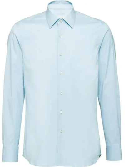 Shop Prada Stretch Poplin Shirt In Blue