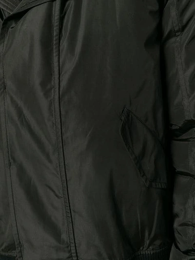 Shop Yves Salomon Hooded Bomber Jacket In Black