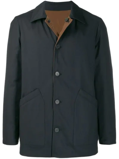 Shop Corneliani Spread-collar Single-breasted Coat In Blue