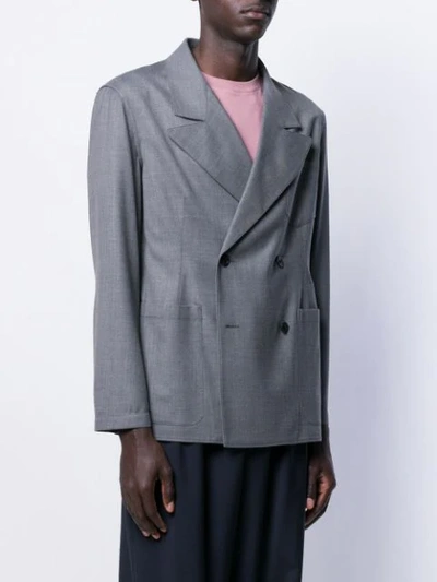 Shop Maison Margiela Double-breasted Blazer In Grey