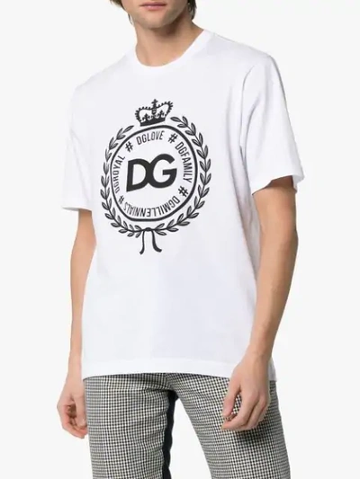 Shop Dolce & Gabbana Dg Crest Logo Cotton T-shirt In White