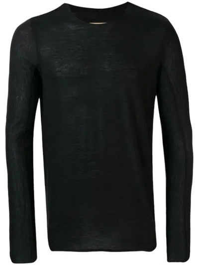 Shop Ziggy Chen Distressed Fine Knit Sheer Sweater - Black