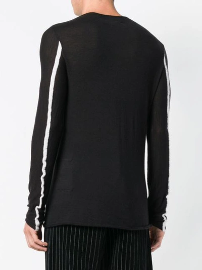 Shop Ziggy Chen Distressed Fine Knit Sheer Sweater - Black