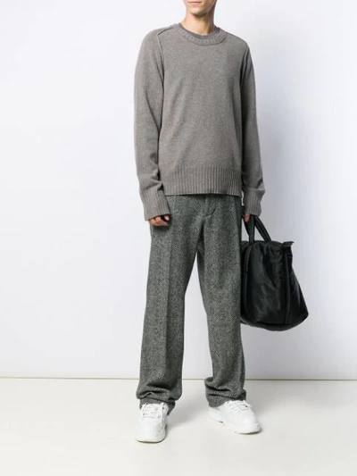 Shop Maison Margiela Long-sleeve Fitted Sweater In Grey