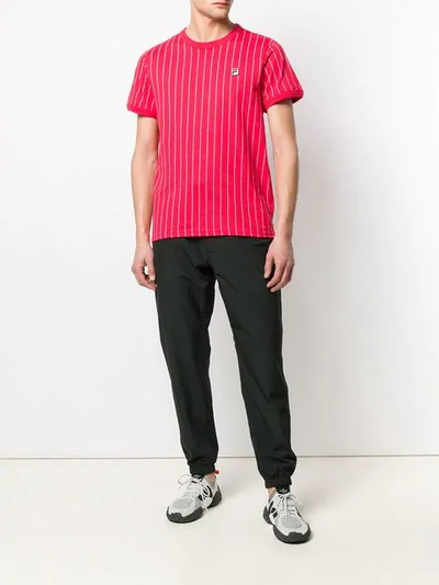 Shop Fila Striped Logo T-shirt In Red