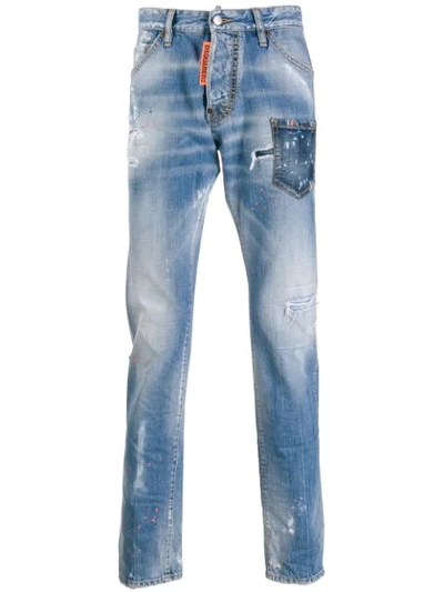 Shop Dsquared2 Distressed Rave On Jeans In Blue