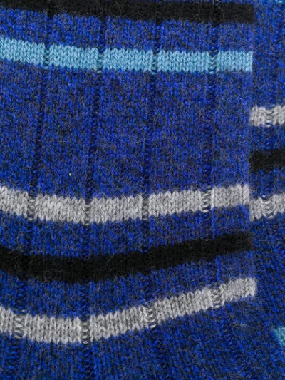 N.PEAL 条纹长袜 - 蓝色