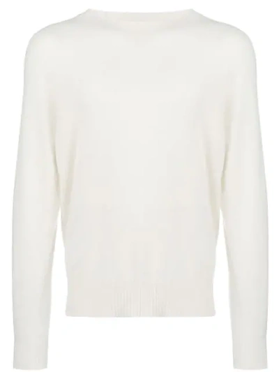 Shop Maison Flaneur Plain Knit Sweater In White