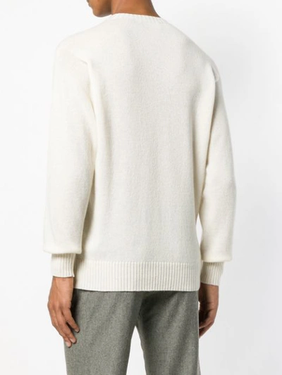Shop Maison Flaneur Plain Knit Sweater In White