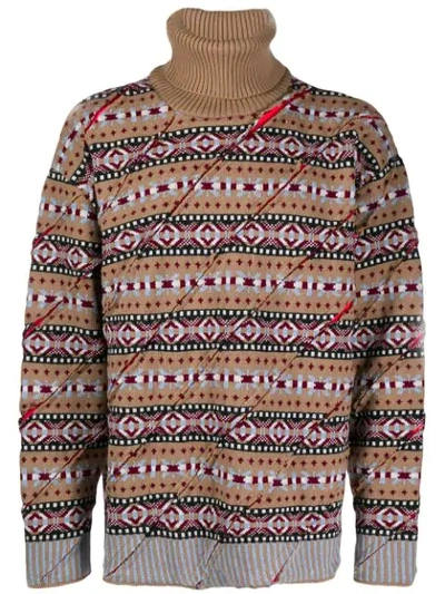 Shop Y/project Roll-neck Embroidered Sweater In Brown