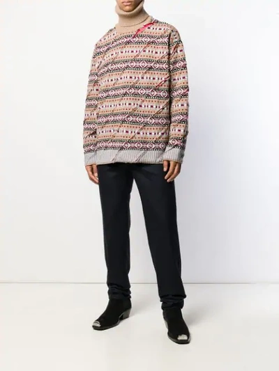 Shop Y/project Roll-neck Embroidered Sweater In Brown