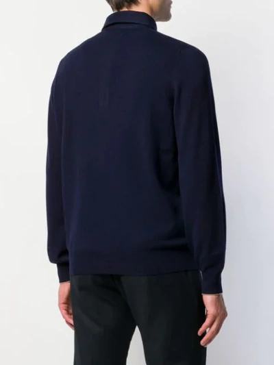 Shop Brunello Cucinelli Buttoned Collar Sweater In Blue