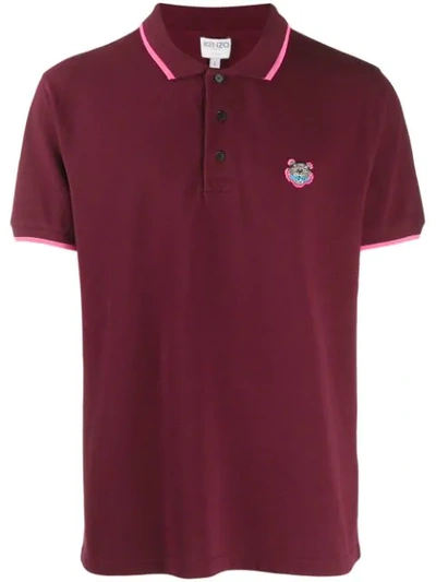 Shop Kenzo Embroidered Logo Polo Shirt In Red