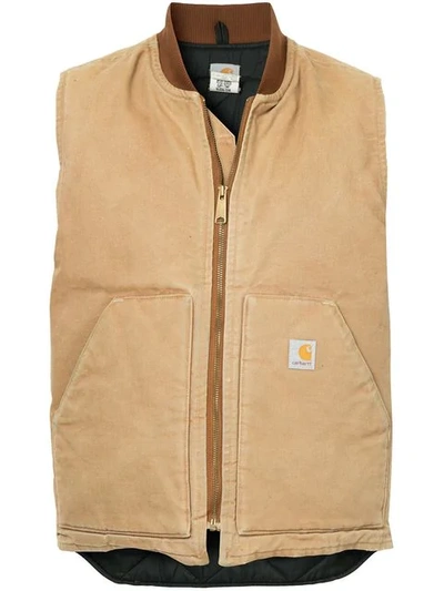 Pre-owned Fake Alpha Vintage Zipped Gilet Jacket In Brown