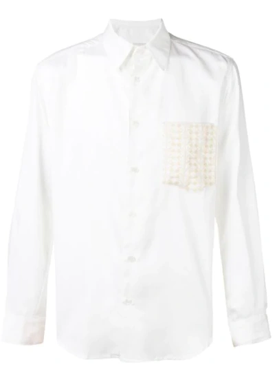 Shop Adish Embroidered Detail Shirt In White
