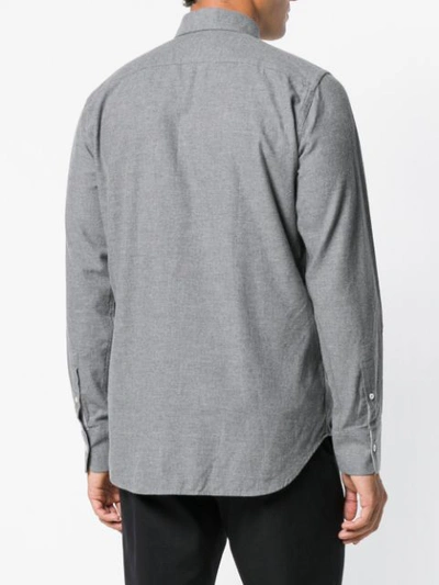 Shop Canali Classic Curved Hem Shirt In Grey