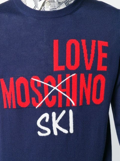 Shop Love Moschino Intarsia-knit Jumper - Blue