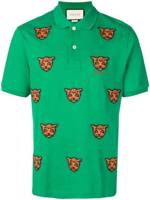 gucci tiger collar polo