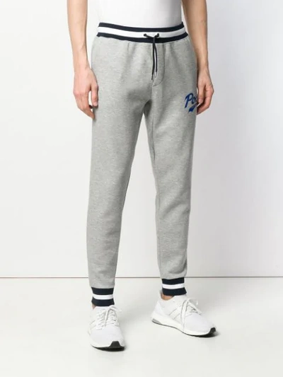 Shop Polo Ralph Lauren Tapered Logo Jogging Trousers In Grey