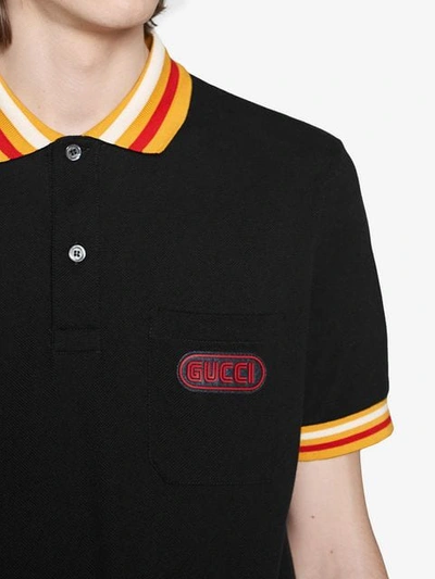 Shop Gucci Polo With  Patch In Black