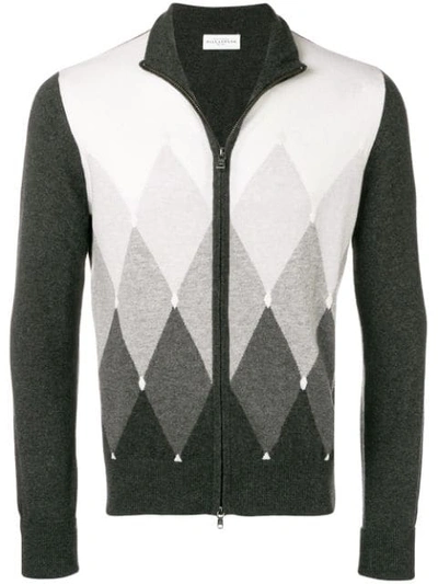 Shop Ballantyne Zipped Argyle-knit Cardigan - Grey