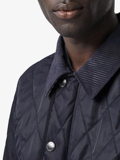 Shop Burberry Diamond Quilted Thermoregulated Jacket In Blue ,blue