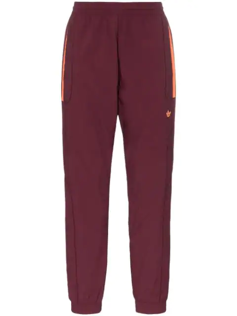 adidas originals three stripe track pants in burgundy