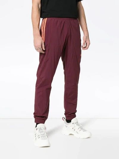 Shop Adidas Originals Burgundy Triple Stripe Track Pants In Red