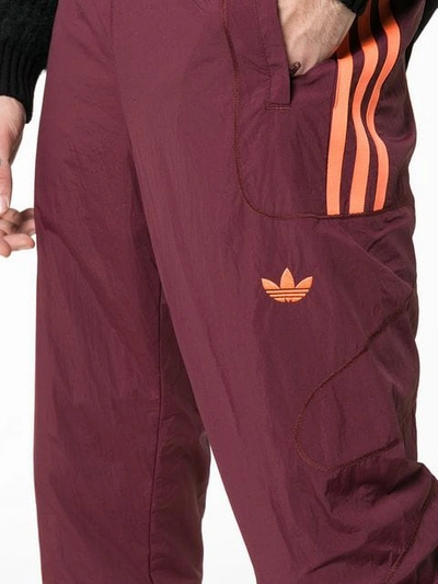 Shop Adidas Originals Burgundy Triple Stripe Track Pants In Red