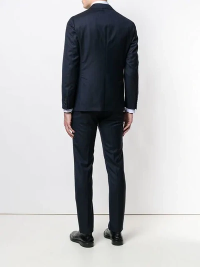 Shop Barba Pinstripe Suit In Blue