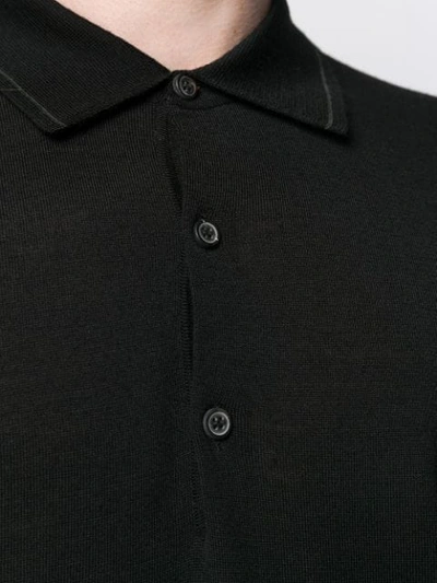 Shop Lanvin Fine Knit Polo Shirt In Black