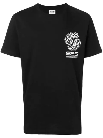 Shop Sss World Corp Malcolm Logo T-shirt In Black
