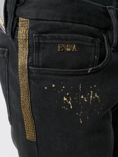 Shop Emporio Armani Stitching Detail Straight Leg Jeans In Black