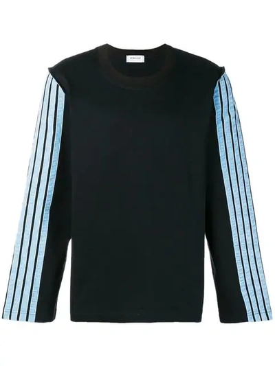 Shop Dima Leu Striped Sleeves Sweatshirt In Black