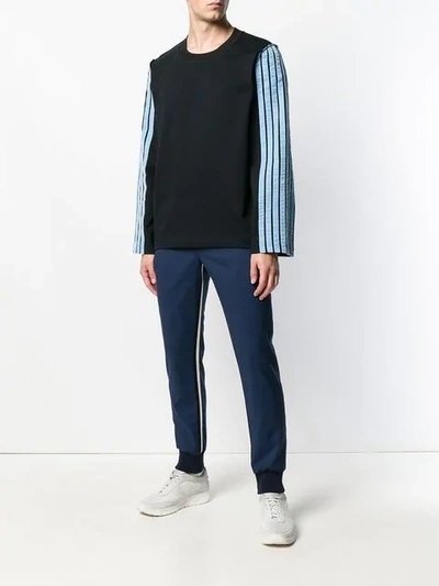 Shop Dima Leu Striped Sleeves Sweatshirt In Black