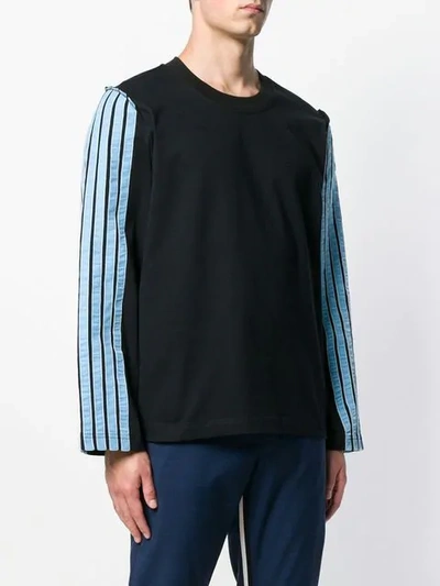 Shop Dima Leu Striped Sleeves Sweatshirt In Black