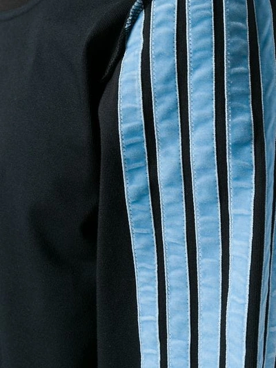 Shop Dima Leu Striped Sleeves Sweatshirt In Black