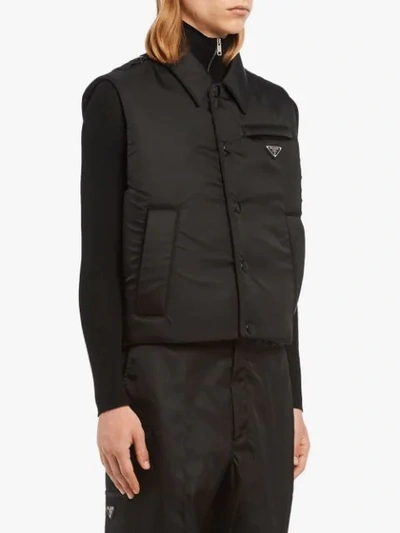 Shop Prada Padded Nylon Gabardine Vest In Black
