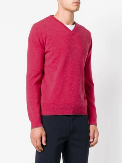 Shop Altea Fine Knit V-neck Sweater In Pink