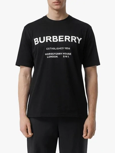 Shop Burberry Horseferry Print Cotton T-shirt In Black