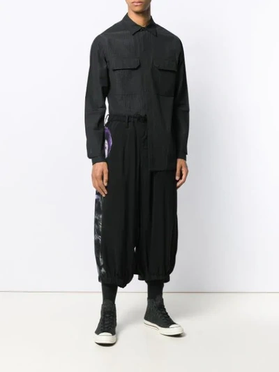Shop Yohji Yamamoto Printed Harem Trousers In Black
