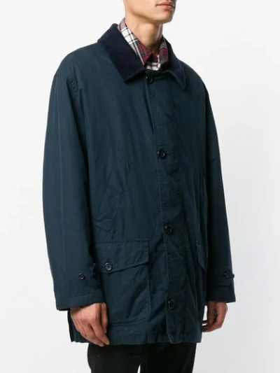 Pre-owned Burberry 1990's Multi-pockets Coat In Blue