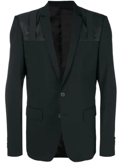 Shop Les Hommes Urban Contrast Panel Blazer - Black