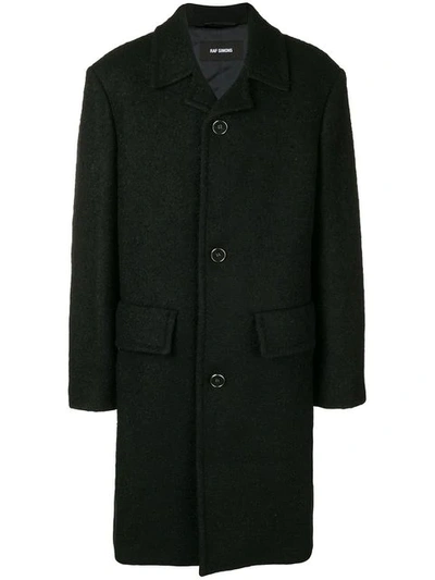 Shop Raf Simons Single Breasted Coat In Black