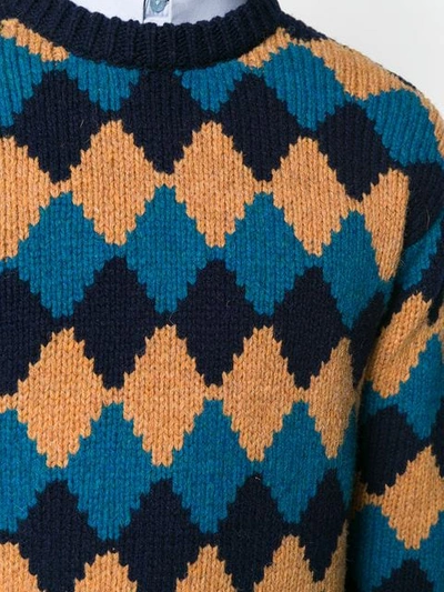 PRADA 宽松菱形图案羊毛针织毛衣 - 蓝色