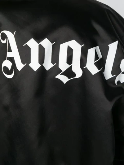 Shop Palm Angels Zipped Logo Bomber Jacket In 1001 Black White